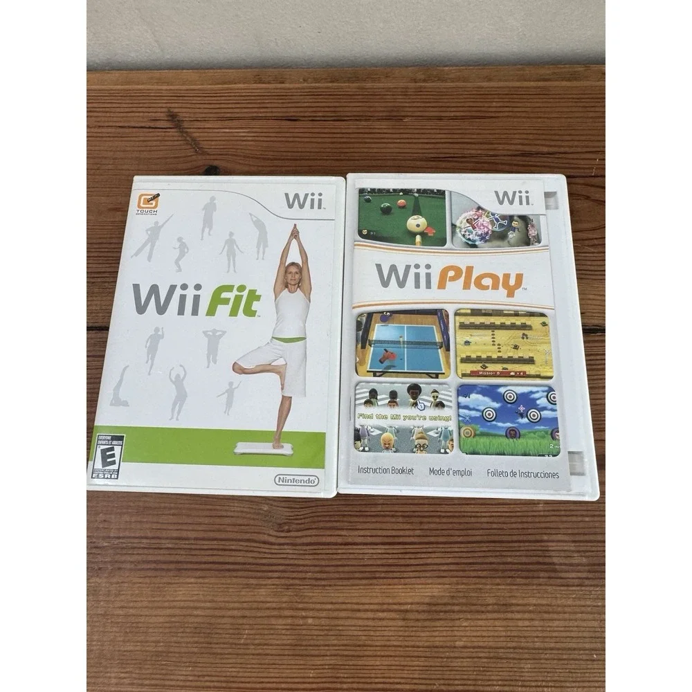 Nintendo Wii Fit And Wii Play Bundle-Wii Games Lot With Cases & Manuals UNTESTED